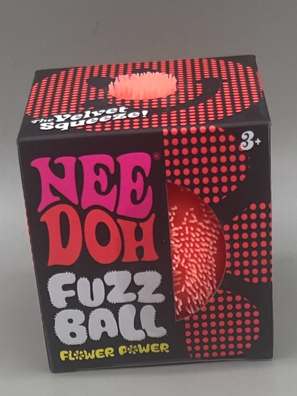 Authentic NEEDOH Fuzz Ball Flower Power ORANGE 🧡 The Velvet Squeeze Squishy NEW